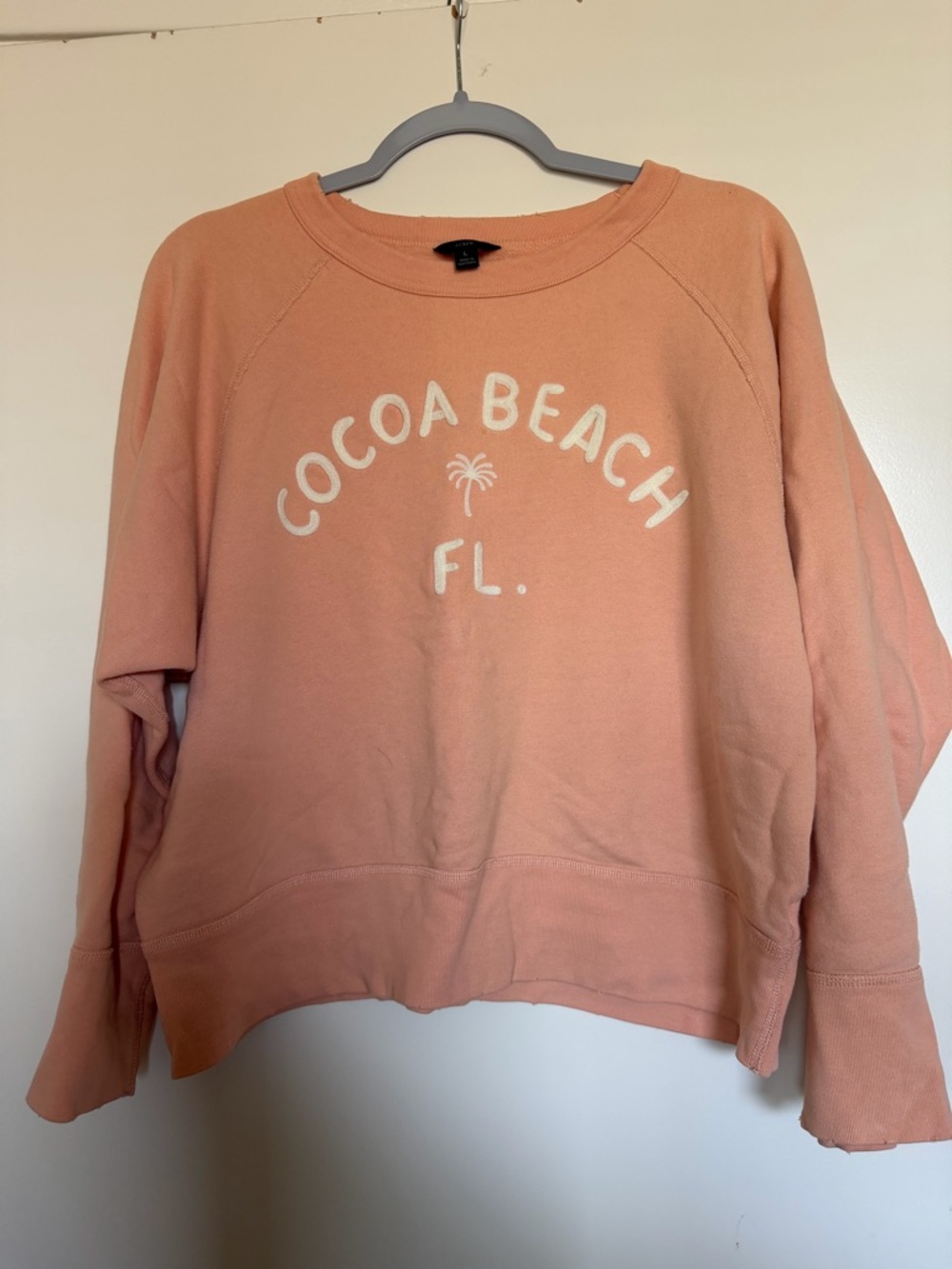 J. Crew Peach Crewneck COCOA Beach FL. Sweatshirt size L sweater